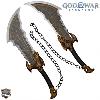 GOD OF WAR 5 : RAGNAROK - REPLIQUES 2 LAMES DU CHAOS "GRANDE TAILLE" DE KRATOS AVEC SUPPORT BOIS (BLADES OF CHAOS - REPRODUCTION ART REPLICAS)