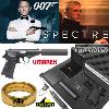 JAMES BOND : SPECTRE - PISTOLET WALTHER PPK/S TOUT METAL AVEC SILENCIEUX + BAGUE ARGENT MASSIF PLAQUÉ OR 18K "BLOFELD N° 1 ORGANIZATION" OFFICIELS + MALLETTE + ECRIN (FACTORY ENTERTAINMENT - UMAREX)
