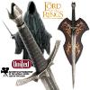 LOTR (LE SEIGNEUR DES ANNEAUX) - DAGUE MORGUL DU ROI SORCIER OFFICIELLE + SUPPORT BOIS DELUXE (MORGUL BLADE OF THE WITCH-KING - LICENCE UNITED CUTLERY BRANDS)