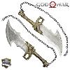 GOD OF WAR 4 - REPLIQUES 2 LAMES DU CHAOS DE KRATOS AVEC SUPPORT BOIS (BLADES OF CHAOS - REPRODUCTION ART REPLICAS)