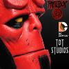 HELLBOY - MASQUE OFFICIEL DC COMICS AVEC SUPPORT TETE DE MANNEQUIN (TOT STUDIOS)