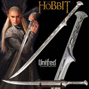 THE HOBBIT - EPEE DE THRANDUIL OFFICIELLE + SUPPORT BOIS DELUXE (UNITED CUTLERY)