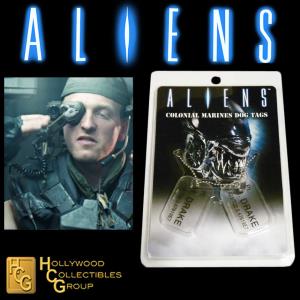 ALIENS - PLAQUES IDENTITE COLONIAL MARINES PT. M. DRAKE OFFICIELLES ECHELLE 1:1 (DOG TAG)