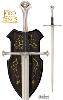 LOTR (LE SEIGNEUR DES ANNEAUX) - NARSIL, EPEE DU ROI ELENDIL OFFICIELLE PLAQUE OR 24 K + SUPPORT BOIS (UNITED CUTLERY)