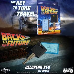 RETOUR VERS LE FUTUR - CLE & PORTE CLE DE LA DELOREAN OFFICIELS (DELOREAN KEY SET REPLICA - LICENCE UNIVERSAL PICTURES)