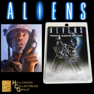 ALIENS - PLAQUES IDENTITE COLONIAL MARINES PT. R. FROST OFFICIELLES ECHELLE 1:1 (DOG TAG)