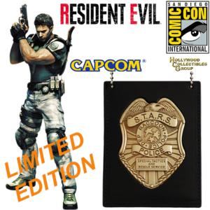 RESIDENT EVIL - S.T.A.R.S. BADGE OFFICIEL AVEC CHAINE & SUPPORT CUIR - SAN DIEGO COMIC CON EXCLUSIVE LIMITED EDITION