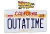 RETOUR VERS LE FUTUR - LOT 2 PIECES : PLAQUE MINERALOGIQUE "OUTATIME" ET CLE & PORTE CLE DE LA DELOREAN OFFICIELS (DELOREAN KEY SET REPLICA & LICENSE PLATE REPLICA - UNIVERSAL PICTURES)