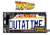 RETOUR VERS LE FUTUR - LOT 2 PIECES : PLAQUE MINERALOGIQUE "OUTATIME" ET CLE & PORTE CLE DE LA DELOREAN OFFICIELS (DELOREAN KEY SET REPLICA & LICENSE PLATE REPLICA - UNIVERSAL PICTURES)