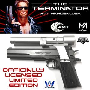 TERMINATOR - PISTOLET AMT HARDBALLER AVEC VISEE LASER TOUT METAL OFFICIEL ULTRA LIMITED EDITION (AIRSOFT AVEC RETOUR DE CULASSE - WESTERN ARMS - MAFIOSO AIRSOFT - MAGNA SYSTEM)