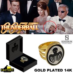 JAMES BOND : THUNDERBALL - BAGUE SPECTRE ARGENT MASSIF PLAQUE OR 14K LIMITED EDITION PROP REPLICA (FACTORY ENTERTAINMENT - SIDESHOW)
