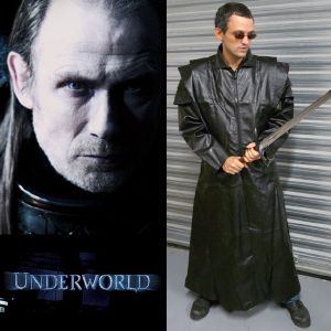 UNDERWORLD - TRENCH COAT SIMILI CUIR DOUBLÉ SATIN TAILLE L-XL (REPRODUCTION ART REPLICAS)