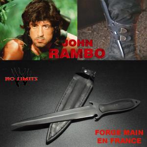 RAMBO II & RAMBO III - COUTEAU DAGUE DE BOTTE REPRODUCTION AUTHENTIQUE FORGE MAIN (PRACTICAL - ARTISAN FORGERON - NO LIMITS)