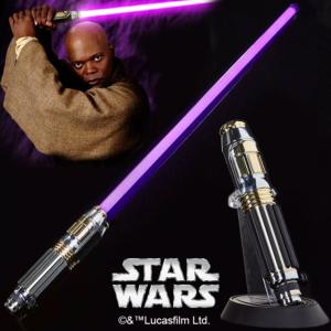 STAR WARS - SABRE MACE WINDU OFFICIEL AVEC LAME AMOVIBLE & MALLETTE (DISNEY & ™ LUCASFILM LTD. LICENSED)