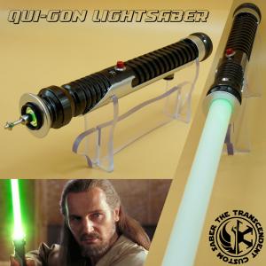 STAR WARS - SABRE LASER QUI-GON AVEC MALLETTE ALUMINIUM + LAME SUPPLÉMENTAIRE + SUPPORT CEINTURE (PRACTICAL - LAME AMOVIBLE - COULEUR DE LAME INTERCHANGEABLE - EFFETS SONORES & LUMIERES MULTIPLES)
