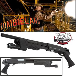 ZOMBIELAND (BIENVENUE A) - SHOTGUN M870 OFFICIEL TOUT METAL AVEC  LAMPE TACTIQUE (M870 WINGMASTER - G&P AIRSOFT)