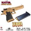 DEADPOOL 3 : DEADPOOL & WOLVERINE - PISTOLET OFFICIEL DESERT EAGLE .50AE "BRIGHT GOLD" AVEC EJECTION DE DOUILLES & AMORCES LIMITED EDITION + MALLETTE (SOUS LICENCE IMPORT JAPAN TANAKA WORKS)