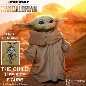  STAR WARS (SERIE) : THE MANDALORIAN - STATUE TAILLE REELLE ECHELLE 1:1 THE CHILD (GROGU) 42 CM LIMITED EDITION AVEC PENDENTIF MANDALORIEN (LIFE SIZE FIGURE / SIDESHOW COLLECTIBLES)