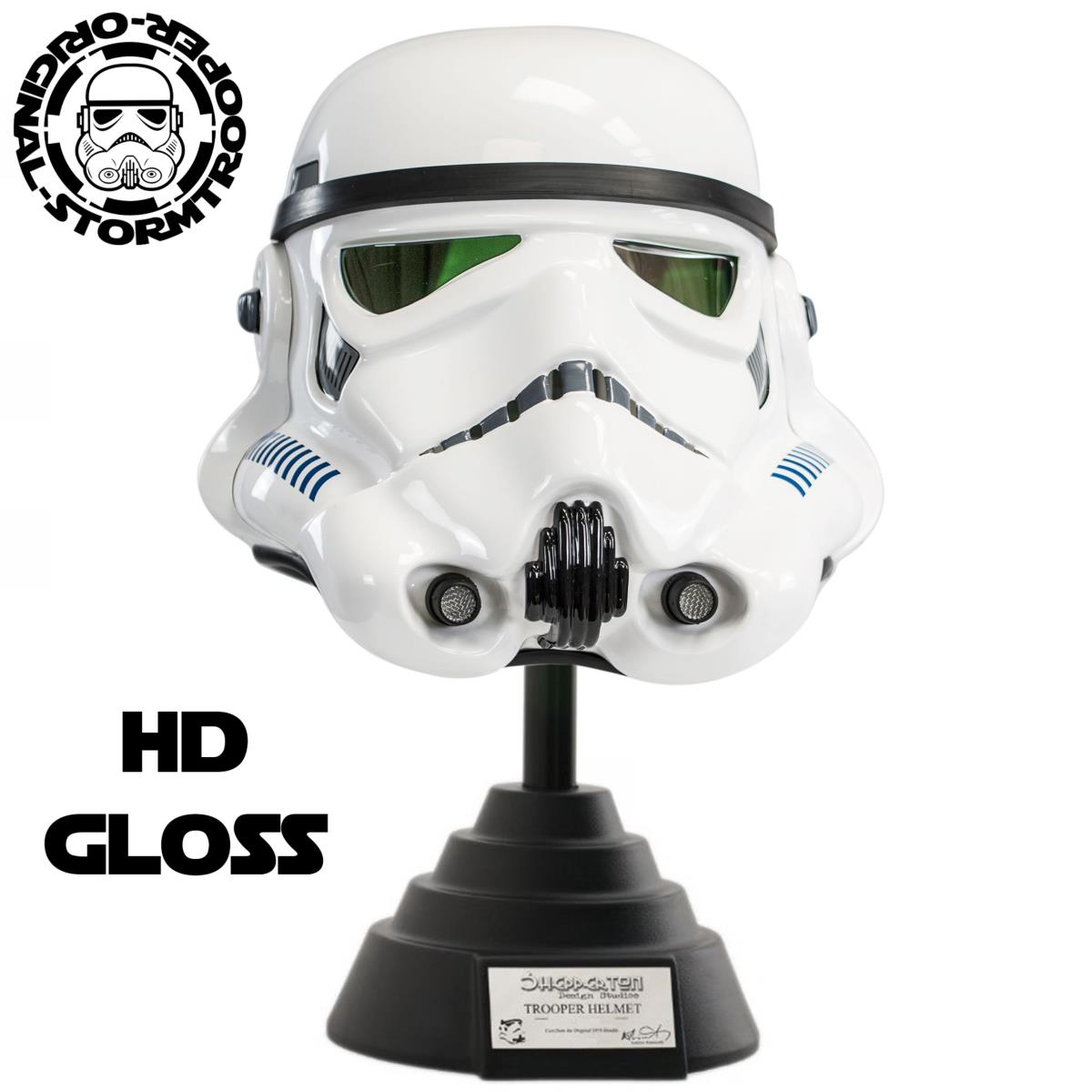 STAR WARS - STORMTROOPER CASQUE OFFICIEL HD GLOSS + SUPPORT DELUXE  (ORIGINAL-STORMTROOPER NUMEROTE)