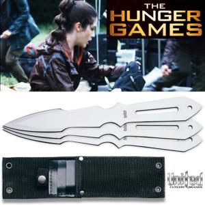 HUNGER GAMES (THE) - "CLOVE" SET DE 3 COUTEAUX A LANCER OFFICIEL (CLOVE THROWING KNIFE SET OFFICIAL - JACKET MODELE - UNITED CUTLERY BRANDS)