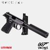 JAMES BOND : SPECTRE - PISTOLET WALTHER PPK/S TOUT METAL AVEC RETOUR DE CULASSE & SILENCIEUX + BAGUE "SPECTRE ORGANIZATION" OFFICIELS + MALLETTE + ECRIN (FACTORY ENTERTAINMENT - UMAREX)
