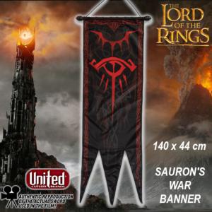 LOTR (LE SEIGNEUR DES ANNEAUX) - BANNIERE DE GUERRE DE SAURON OFFICIELLE 140 CM (ECHELLE 1/1 - ETENDARD SOUS LICENCE UNITED CUTLERY)