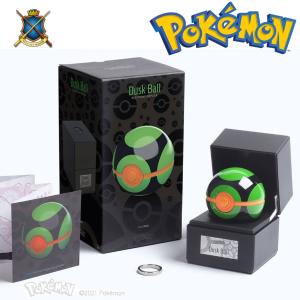 POKEMON - SOMBRE BALL (DUSK BALL) TOUT METAL OFFICIEL AVEC PRESENTOIR ET FONCTION ELETRONIQUE (DIE CAST - THE WAND COMPAGNY LTD.)