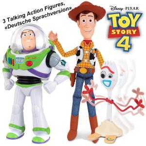 TOY STORY 4 - 3 FIGURINES TAILLE 1/1 INTERACTIF MOBILE AVEC SON ( ATTENTION ! LANGAGE ALLEMAND ! )