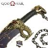 GOD OF WAR 2 - REPLIQUES 2 LAMES DU CHAOS DE KRATOS AVEC SUPPORT BOIS (BLADES OF CHAOS - REPRODUCTION ART REPLICAS)