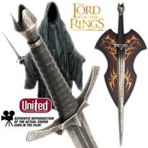LOTR (LE SEIGNEUR DES ANNEAUX) - DAGUE MORGUL DU ROI SORCIER OFFICIELLE + SUPPORT BOIS DELUXE (MORGUL BLADE OF THE WITCH-KING - LICENCE UNITED CUTLERY BRANDS)