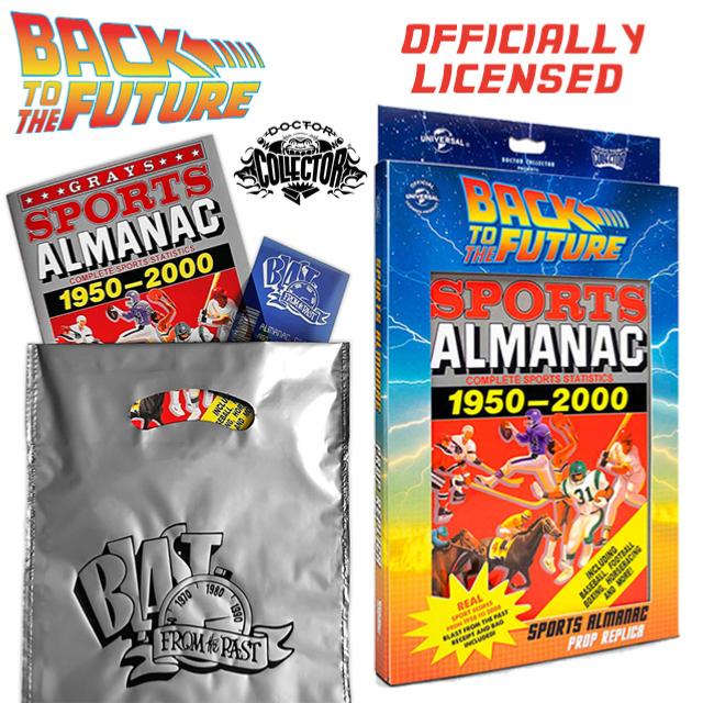 RETOUR VERS LE FUTUR 2 - PACK OFFICIEL : GRAYS SPORTS ALMANACH 1950-2000 +  SAC HOLOGRAPHIQUE 